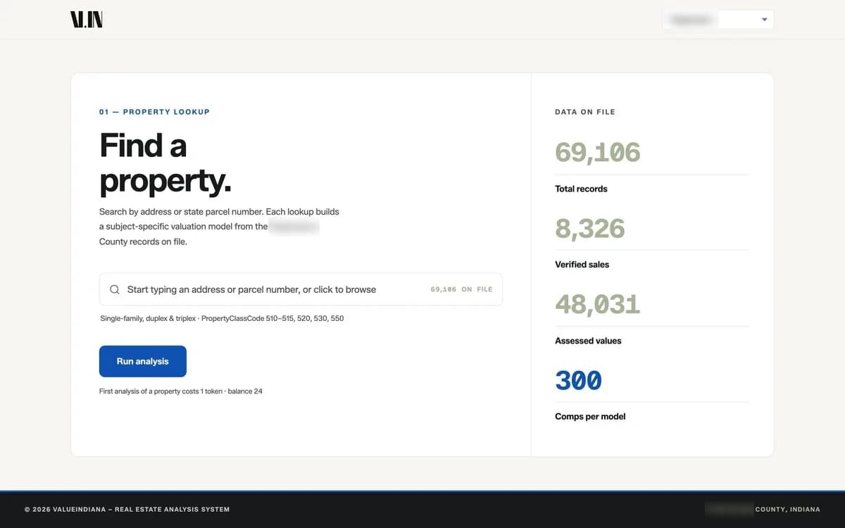 ValueIndiana: Property lookup, with what the county file actually holds