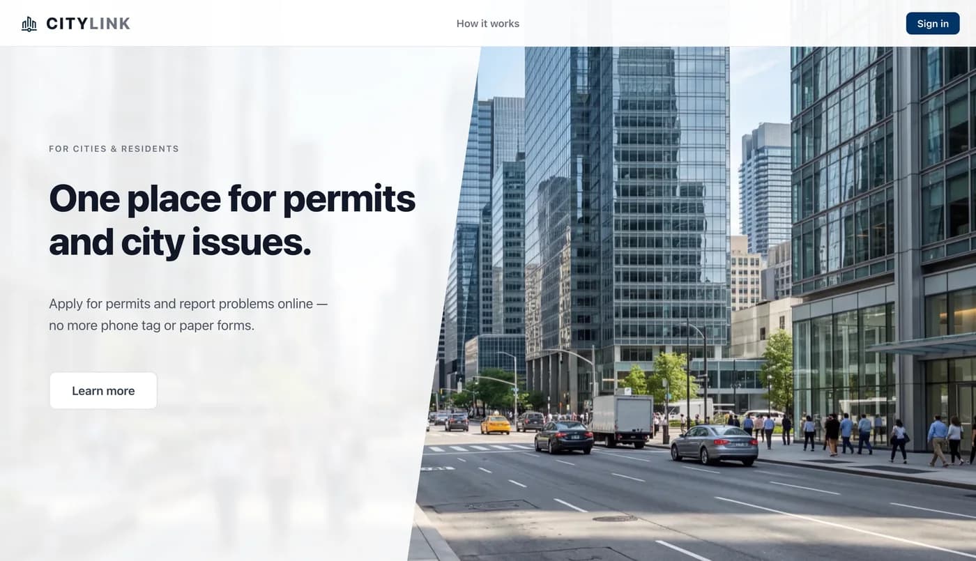 CityLink: The live public page residents arrive on