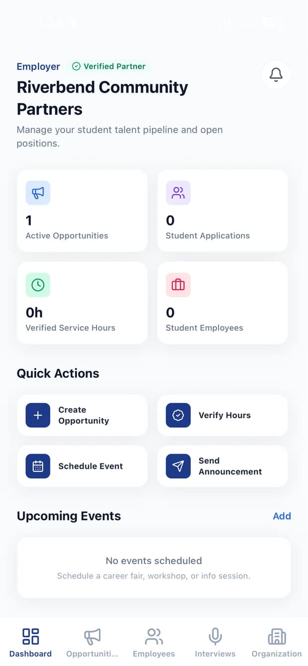 Pocket-Shift: Organization dashboard